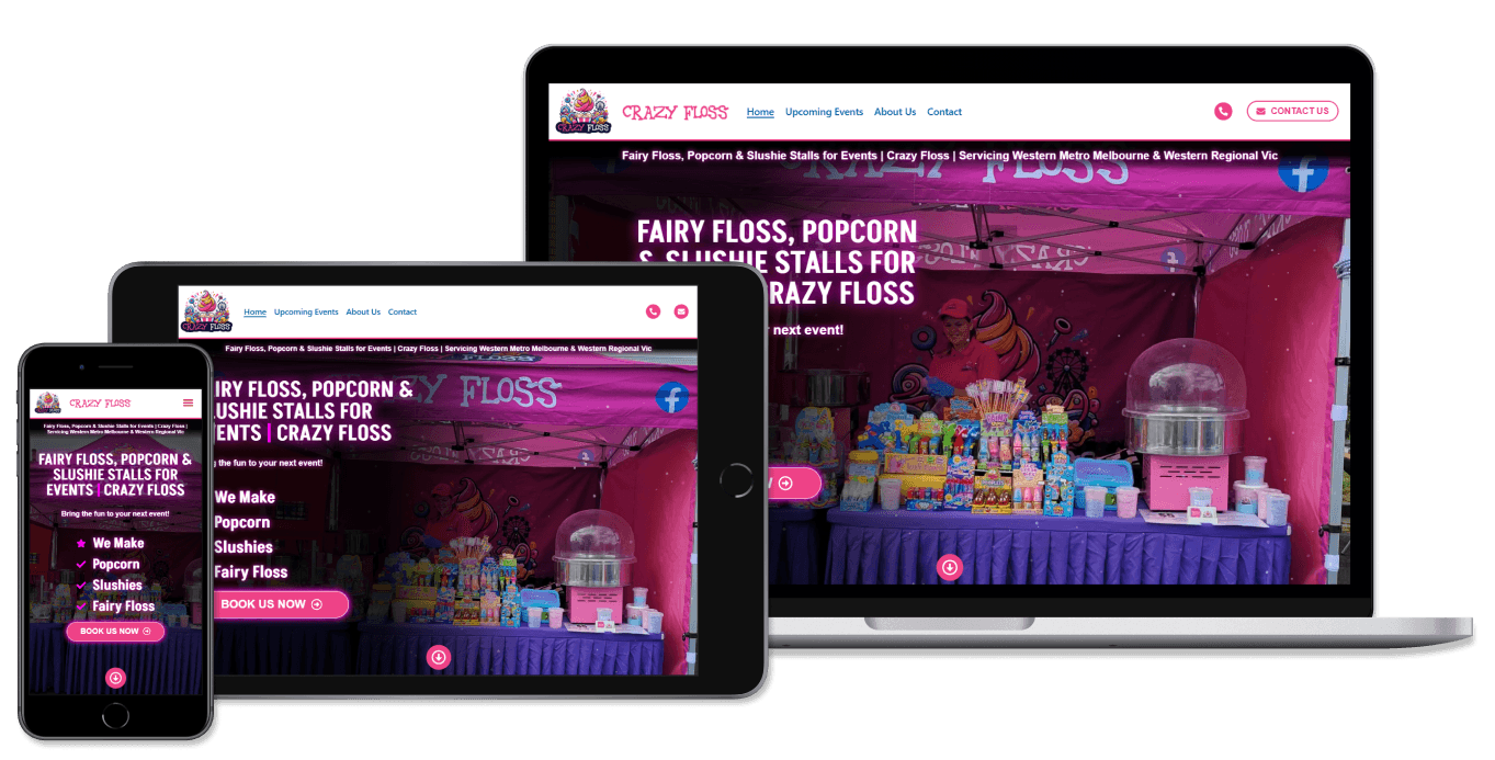 Crazy Floss website mockup