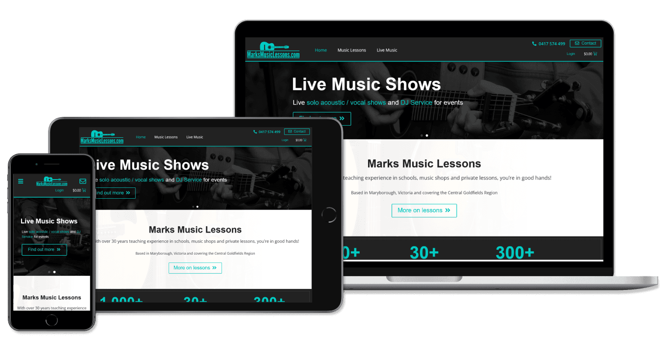 Mark's Music Lessons website mockup